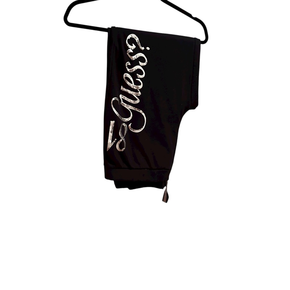 Guess Black Joggers with Silver Script Logo
